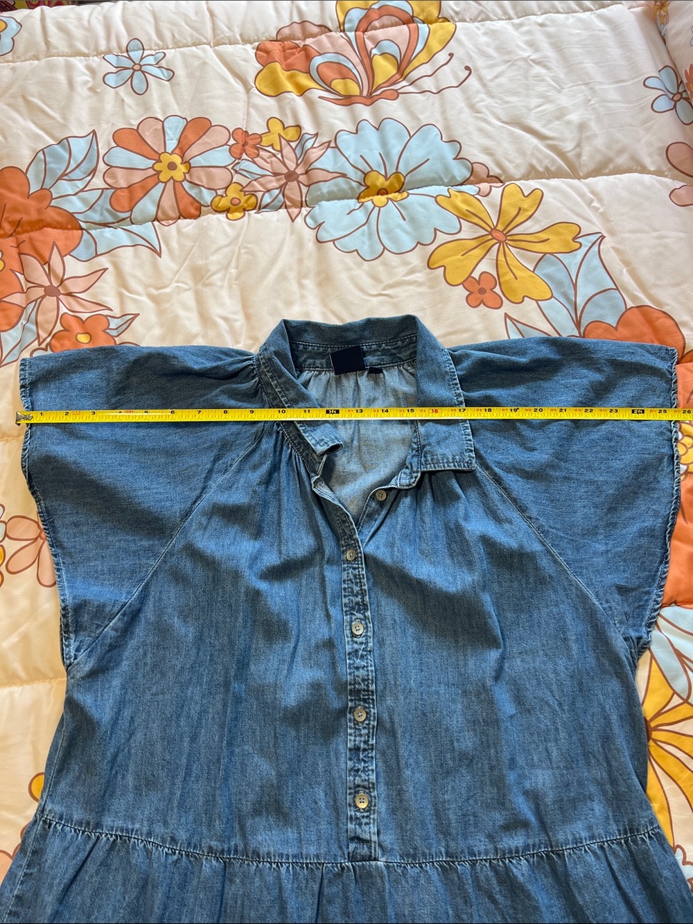 GAP Blue Denim Midi Shirt Dress with Tie Waist -Size Large - Picture 7 of 7